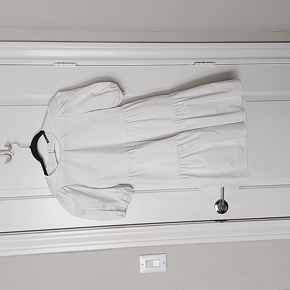 Zara White Open Back Ruffle Dress, Size Small S